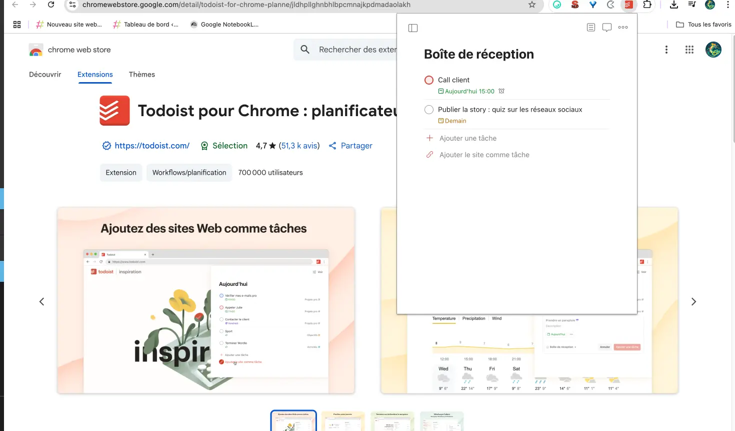 Todoist pour Chrome : planificateur & agenda (extention google)