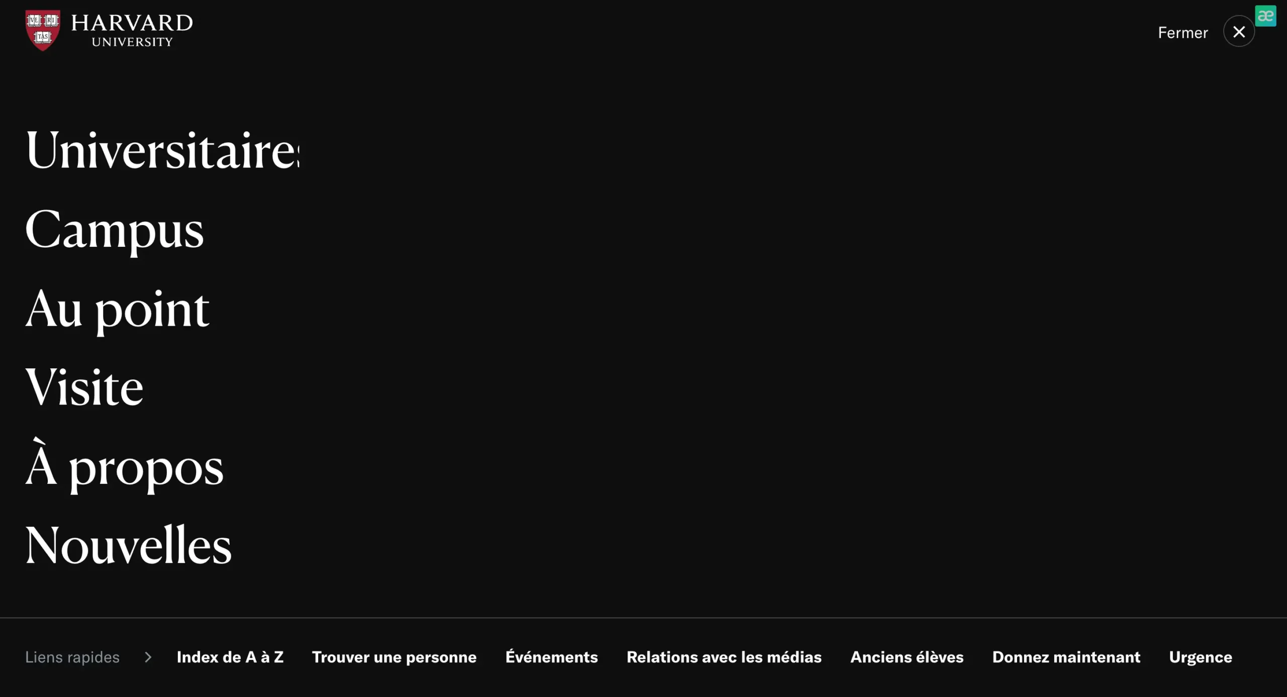 Université de Hadvard, site accessible