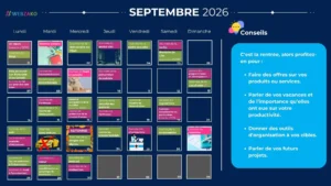 Calendrier social media 2026 Webzako